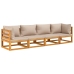 Set muebles de jardín 4 pzas madera maciza y cojines gris taupé