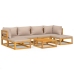 Set muebles de jardín 7 pzas madera maciza y cojines gris taupé