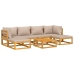 Set muebles de jardín 7 pzas madera maciza y cojines gris taupé