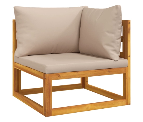 Set muebles de jardín 7 pzas madera maciza y cojines gris taupé
