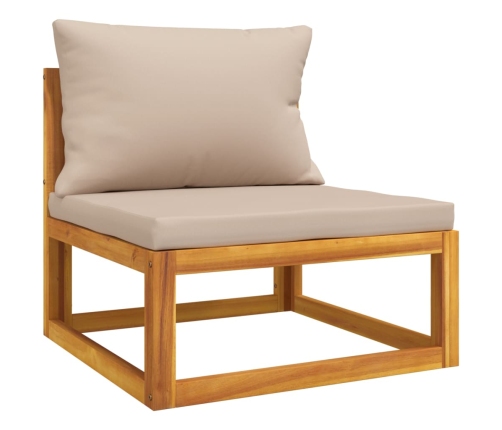 Set muebles de jardín 7 pzas madera maciza y cojines gris taupé