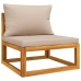 Set muebles de jardín 7 pzas madera maciza y cojines gris taupé
