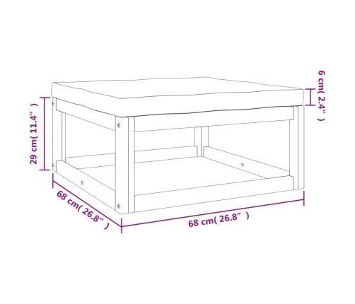 Set muebles de jardín 7 pzas madera maciza y cojines gris taupé