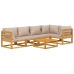 Set muebles de jardín 6 pzas madera maciza y cojines gris taupé