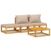 Set muebles de jardín 4 pzas madera maciza y cojines gris taupé