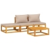 Set muebles de jardín 4 pzas madera maciza y cojines gris taupé