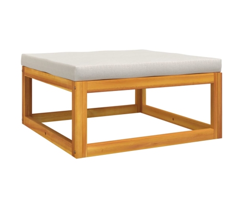 Set muebles de jardín 5 pzas madera maciza y cojines gris claro