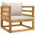 Set muebles de jardín 5 pzas madera maciza y cojines gris claro