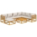 Set muebles de jardín 8 pzas madera maciza y cojines gris claro