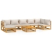 Set muebles de jardín 8 pzas madera maciza y cojines gris claro