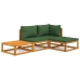 Juego muebles de jardín 4 piezas madera maciza y cojines verdes