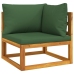 Juego muebles de jardín 7 piezas madera maciza y cojines verdes
