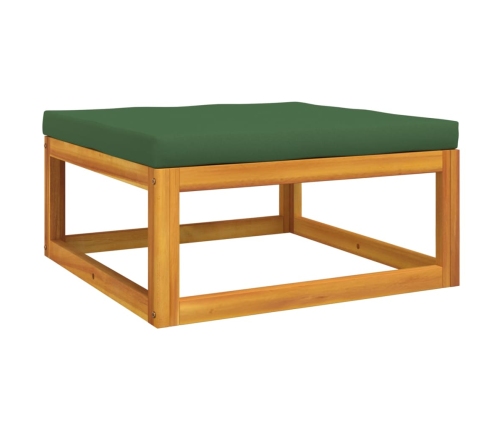 Juego muebles de jardín 7 piezas madera maciza y cojines verdes
