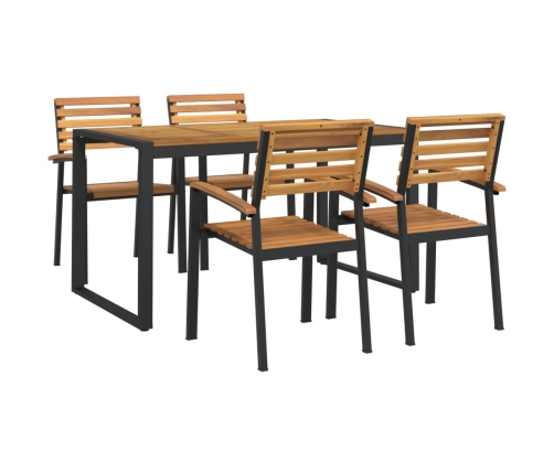 Juego de comedor de jardín 5 pzas madera maciza acacia y metal