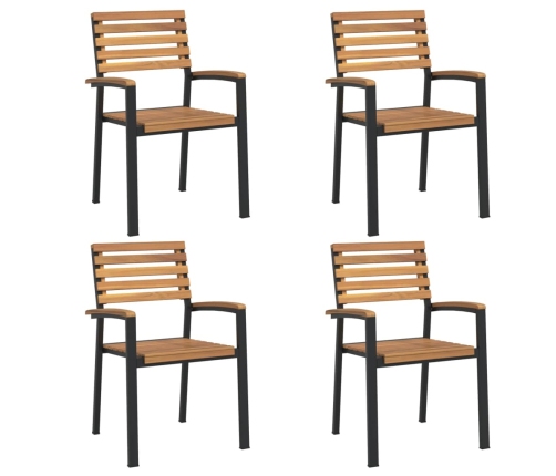 Juego de comedor de jardín 5 pzas madera maciza acacia y metal