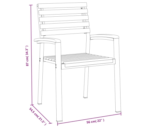 Juego de comedor de jardín 5 pzas madera maciza acacia y metal