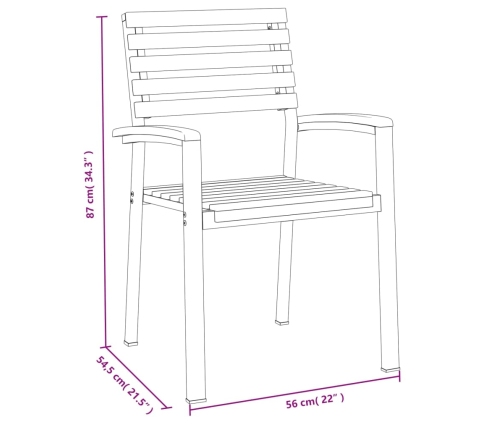 Juego de comedor de jardín 7 pzas madera maciza acacia y metal