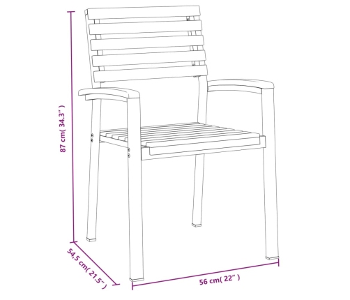 Juego de comedor de jardín 9 pzas madera maciza acacia y metal