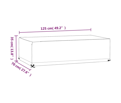 Fundas muebles de jardín 2 uds 8 ojales rectangular 125x70x35cm