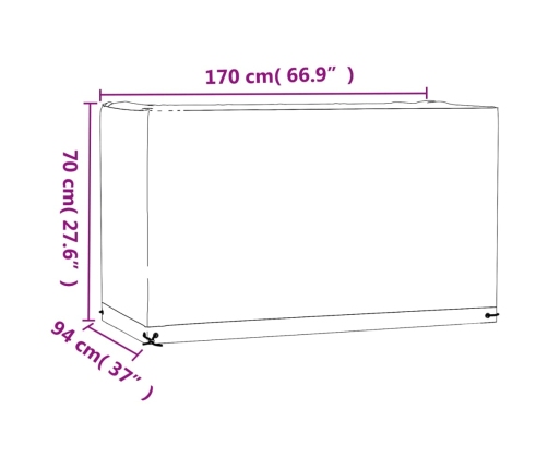 Fundas muebles jardín 2 uds 8 ojales rectangular 170x94x70 cm