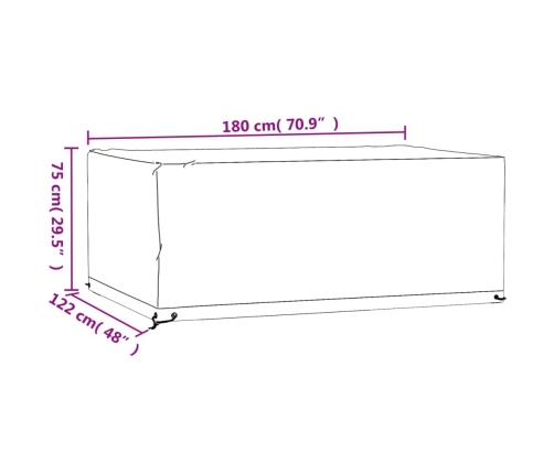 Fundas muebles jardín 2 uds 8 ojales rectangular 180x122x75 cm