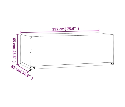 Fundas muebles jardín 2 uds 8 ojales rectangular 192x82x65 cm