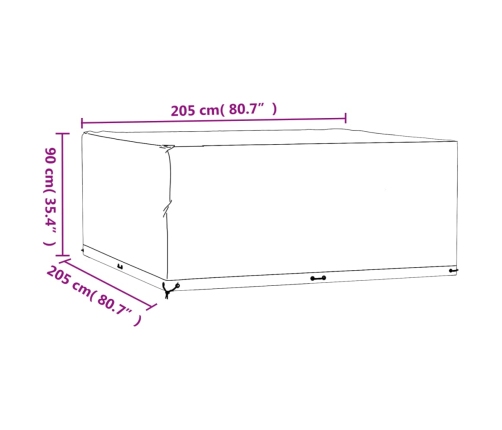 Fundas muebles de jardín 2 uds 16 ojales cuadrado 205x205x90 cm