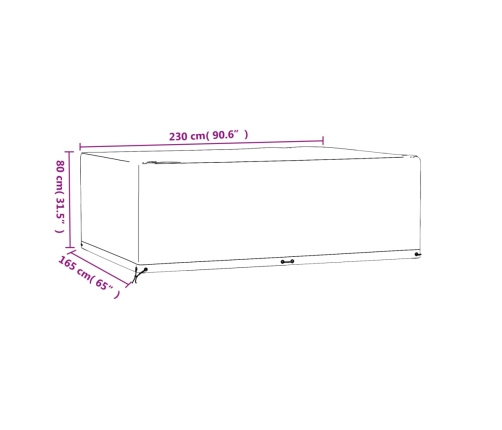 Fundas muebles jardín 2 uds 12 ojales rectangular 230x165x80 cm