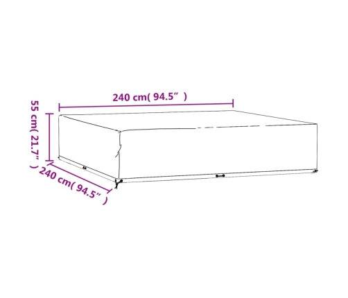 Fundas muebles de jardín 2 uds 16 ojales cuadrado 240x240x55 cm