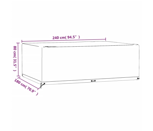 Fundas muebles jardín 2 uds 12 ojales rectangular 240x180x80 cm