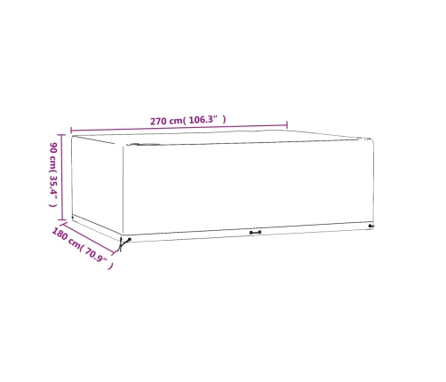 Fundas muebles jardín 2 uds 12 ojales rectangular 270x180x90 cm