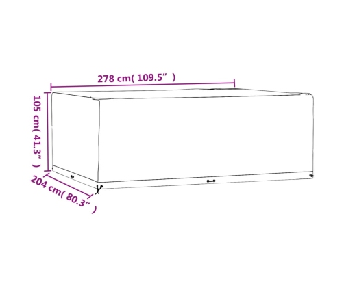 Fundas muebles jardín 2 uds 16 ojales rectangular 278x204x105cm