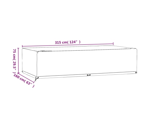 Fundas muebles jardín 2 uds 12 ojales rectangular 315x160x75 cm