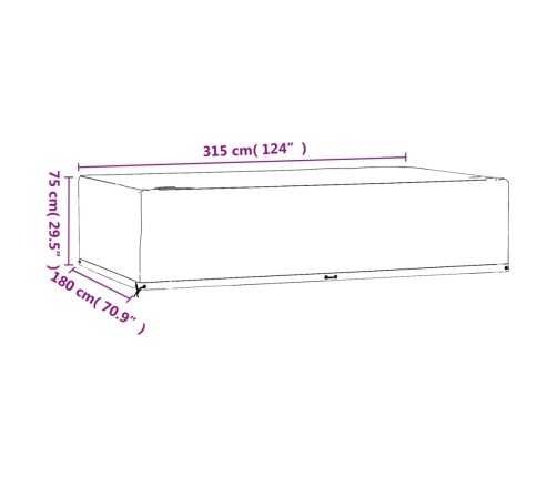 Fundas muebles jardín 2 uds 12 ojales rectangular 315x180x75 cm