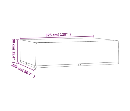 Fundas muebles jardín 2 uds 16 ojales rectangular 325x205x90 cm