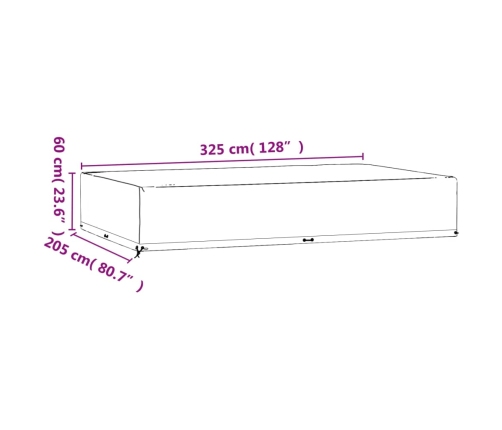 Fundas muebles jardín 2 uds 16 ojales rectangular 325x205x60 cm