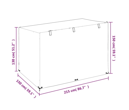 Fundas de banco balancín 2 uds 12 ojales PE 215x150x130/150 cm