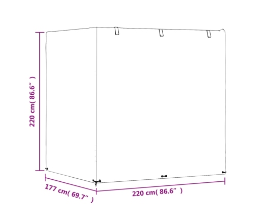 Fundas de banco balancín 2 uds 12 ojales PE 220x177x220 cm