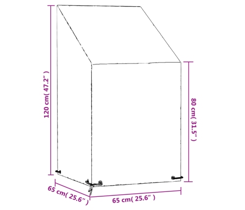 Fundas sillas jardín 2 uds 8 ojales polietileno 65x65x82/120 cm