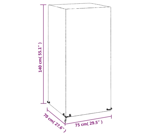 Fundas sillas jardín 2 uds 8 ojales polietileno 75x70x140 cm