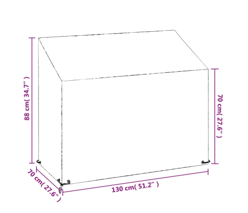 Fundas bancos jardín 2 uds 8 ojales polietileno 130x70x70/88 cm