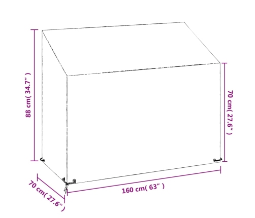 Fundas bancos jardín 2 uds 8 ojales polietileno 160x70x70/88 cm