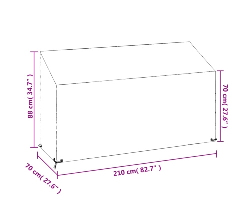 Fundas bancos jardín 2 uds 12 ojales polietileno 210x70x70/88cm