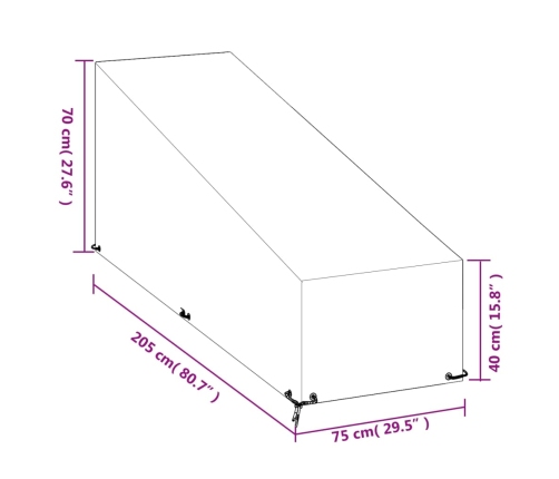 Fundas tumbonas 2 uds 12 ojales polietileno 205x75x40/70 cm