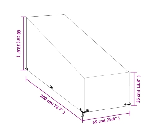 Fundas tumbonas 2 uds 12 ojales polietileno 200x65x35/60 cm