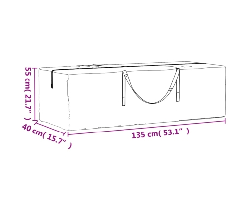 Bolsas para cojines jardín 2 uds polietileno negro 135x40x55 cm