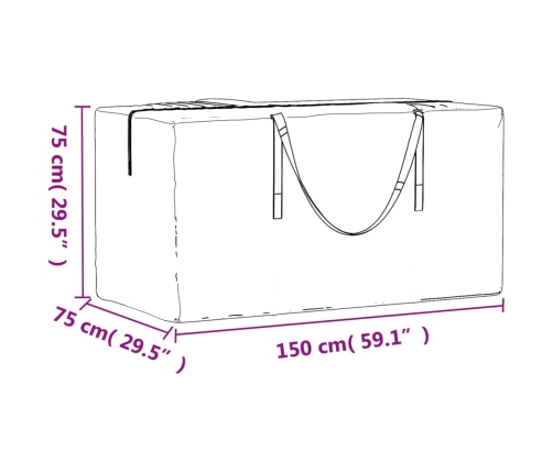 Bolsas para cojines jardín 2 uds polietileno negro 150x75x75 cm