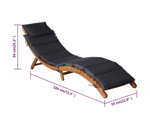 Tumbonas con cojines 2 uds madera maciza acacia gris oscuro