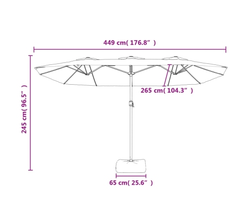 Sombrilla doble blanco arena 449x245 cm