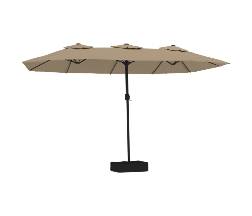 Sombrilla doble gris taupe 449x245 cm